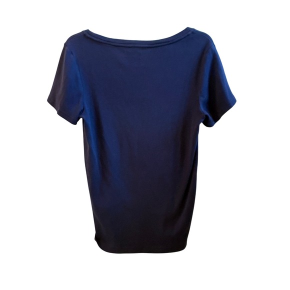 Ralph Lauren Navy Blue Scoop Neck Short Sleeve Preppy Womens XL - Picture 2 of 8